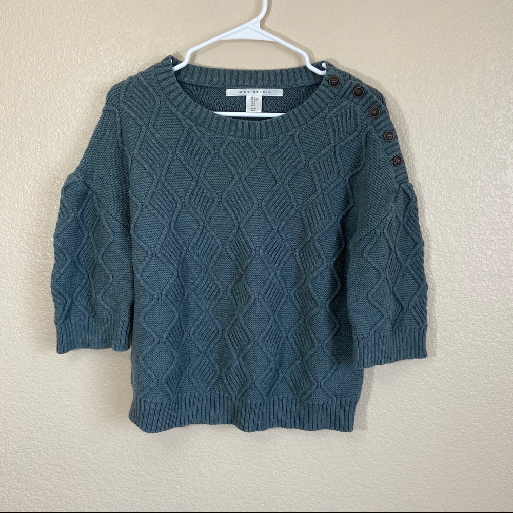 Max Studio Green Button Sweater